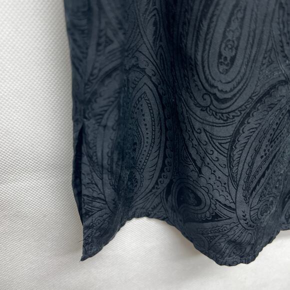 SILX By August Silk Button Down Black Silk Top Women's Size Medium Long Sleeve - Picture 6 of 11
